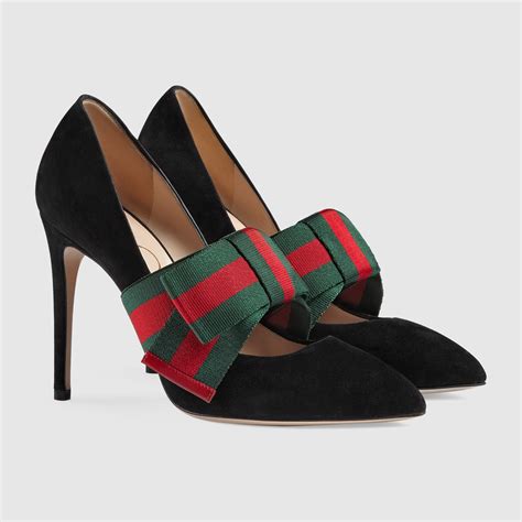 gucci web bow heels|white gucci shopping bag.